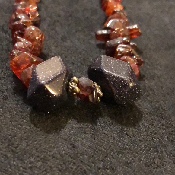 VTG Garnet /Blue Gold Stone 925 Sterling Silver Clasp Necklace. New Condition. - Picture 11 of 15